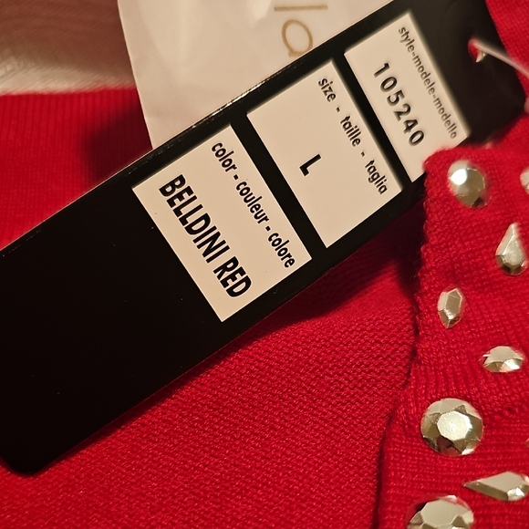Belldini Red Tunic Sweater with Stud Accents Womans Large - Picture 2 of 10